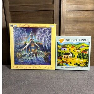 SunsOut Bits And Pieces Jigsaw Puzzle Lot 500 Carolling Church Picnic NEW